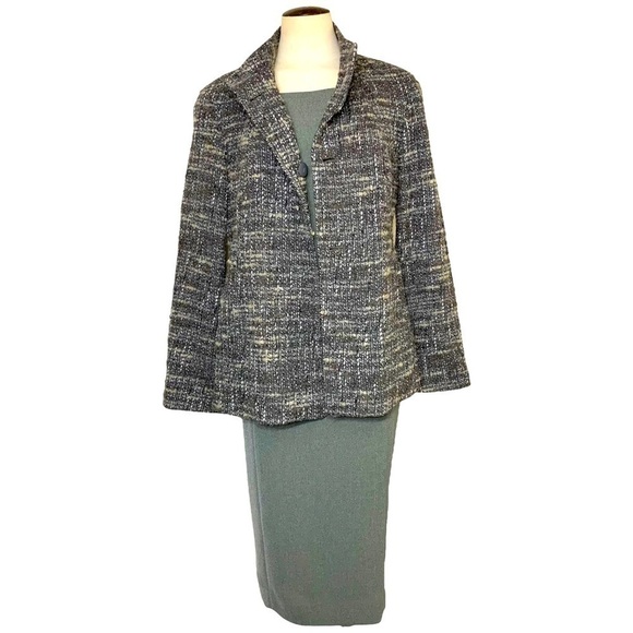 J jill tweed blazer jacket wool blend BGray Sz M Retro 60s Twee Classic - Picture 2 of 13